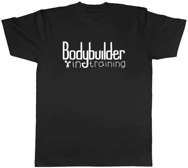 

Bodybuilder in Training Mens Unisex T-Shirt Tee, White;black