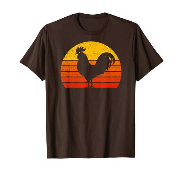 

vintage sunset rooster chicken farmer t-shirt, White;black