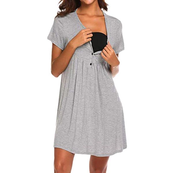 

patpat 2021 arrivalcasual solid short-sleeve nursing dress maternity dresses, White