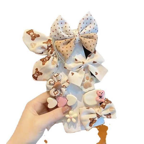 

girls hair accessories hairclips bb clip barrettes clips fabric bow rabbit ear liu card children's headdress side does not hurt d3225, Slivery;white