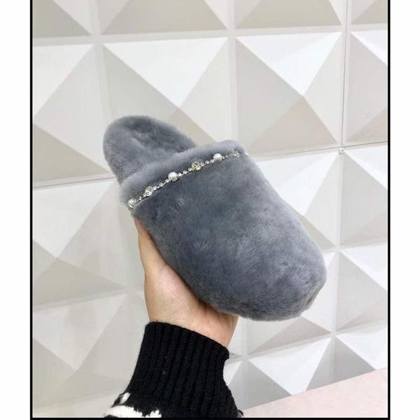 

lovestahl women wool stitching rhinestone slippers indoor, Black