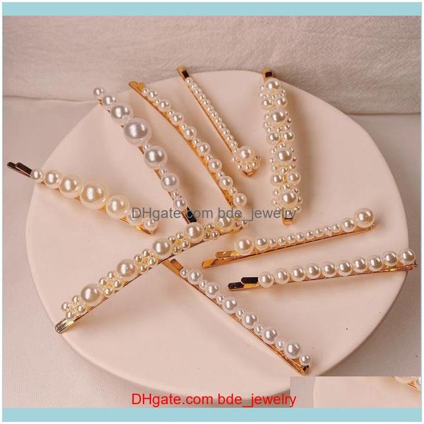 

hair jewelry jewelryhair clips & barrettes pearl hairpin headdress word clip handmade retro side aessory l bangs drop delivery 2021 xrulq, Golden;silver