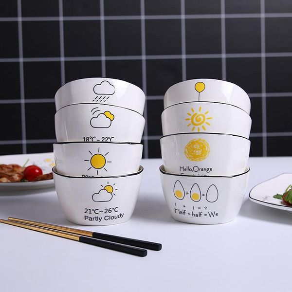 

bowls nordic ceramic bowl household salad creative cartoon square tableware rice el plate