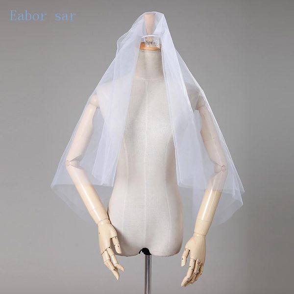 

bridal veils wedding accessories short simple veil white ivory two layer with comb, Black