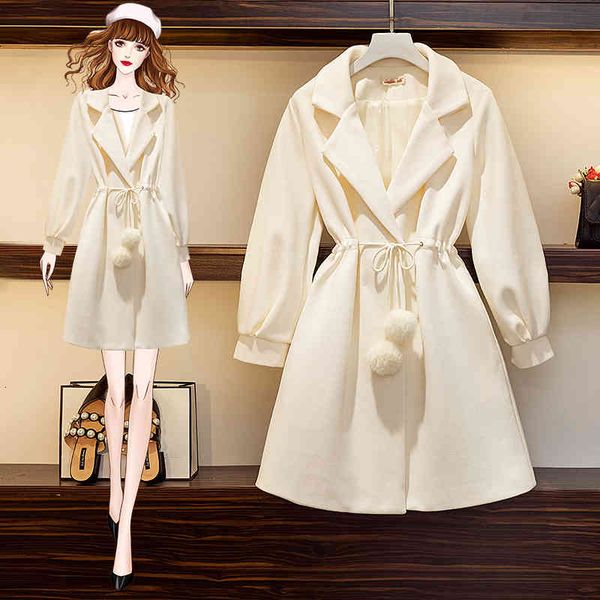 

women's suits & blazers ichoix winter korean version woman's wool coat medium long sleeve thicken blend 3dw7, White;black