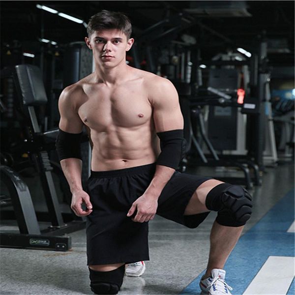 

pair thicken sponge knee pad sport fitness collision avoidance support football volleyball brace protector cycling accessory elbow & pads, Black;gray
