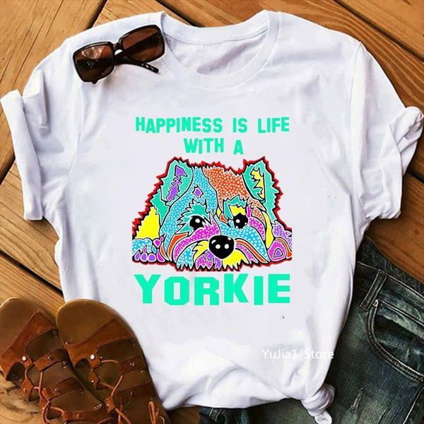 

yorkshirt terrier mom graphic tees men and womens women dog lover friends white t shirt camisetas mujer summer top, White;black