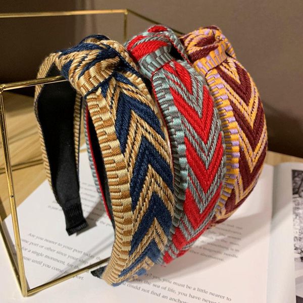 

hair accessories 2021 ethnic style middle knotted headband temperament wild wide side press hairpin sweet cloth