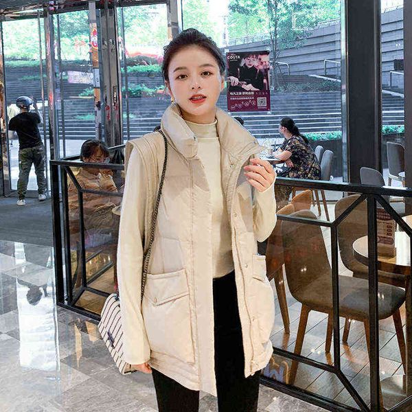 

korean white duck down outer vest women 2021 autumn and winter light short et women's fashion, Black;white