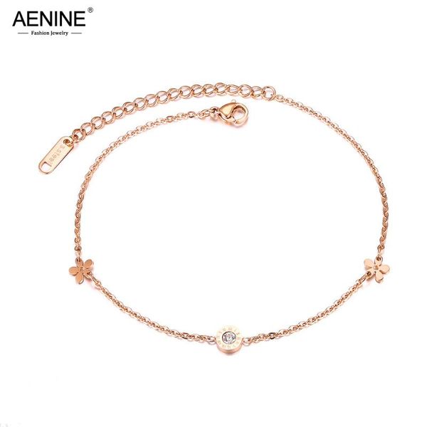 

anklets aenine titanium steel bohemia beach chain link for women girls trendy roman numerals flower charm anklet jewelry 19045, Red;blue