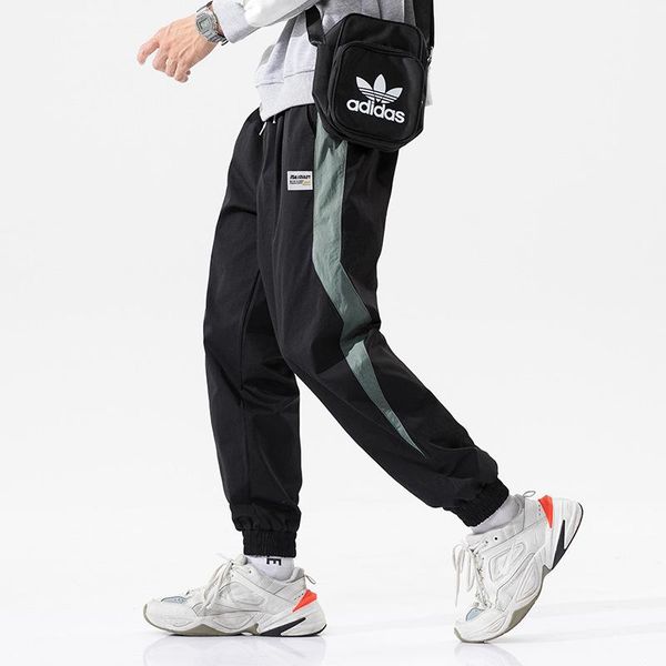 

sports pants men's autumn thin drawstring korean version of the trend large-sizeloose-fittingwide-legcasualnine-pointtrousers, Black