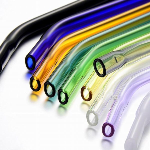 

drinking straws 10pc special fine curved glass straight bend reusable eco-friendly with cleaning brush
