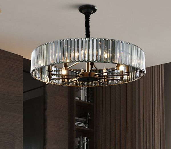 Современная лампа минималистский раунд дымчатый хрустальный люстр света светодиодный светодиодный E14 Современный овальный висит Art Deco гостиная столовая