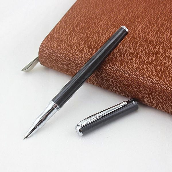 

launched wingsung black brushed metal fountain pen ef nib with converter ink & gift box for office business pens