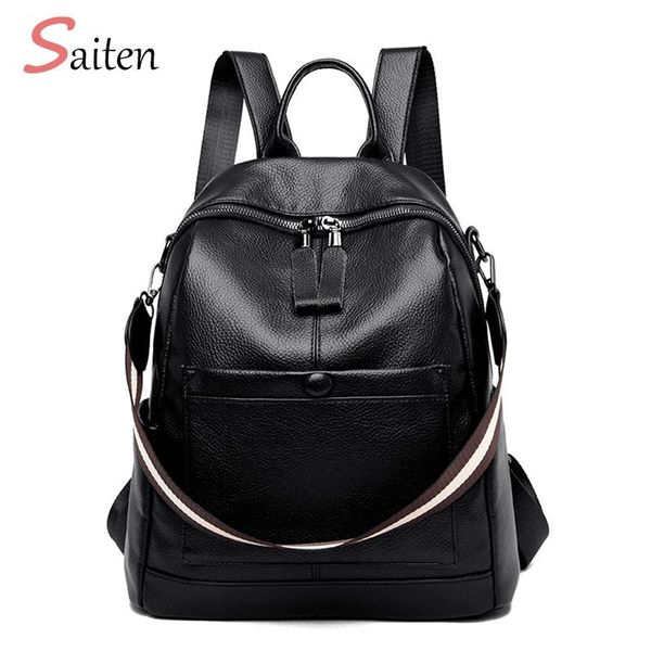 

outdoor bags backpacks for women imitation leather backpack female shoulder zipper school teenage girl litchi pattern book