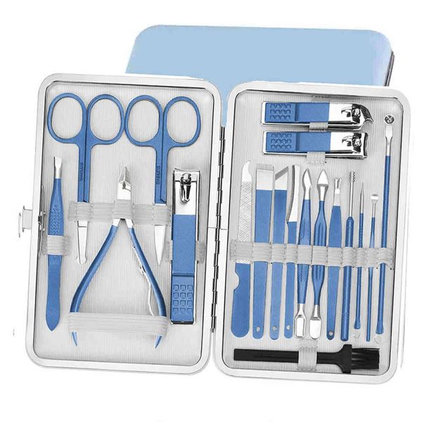 

clippers manicure set pedicure 18 pcs professional nail kit with facial care tools,stainless steel grooming tools