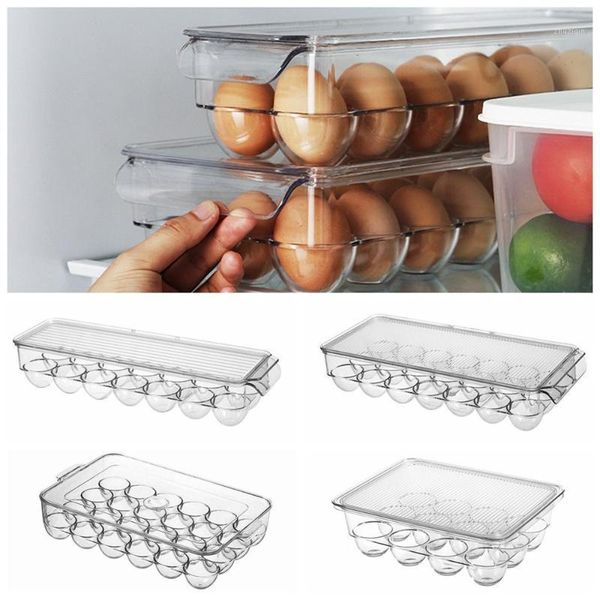 

storage bottles & jars 12/14/21/24 grids containers dispenser refrigerator airtight organizer case egg tray box transparent