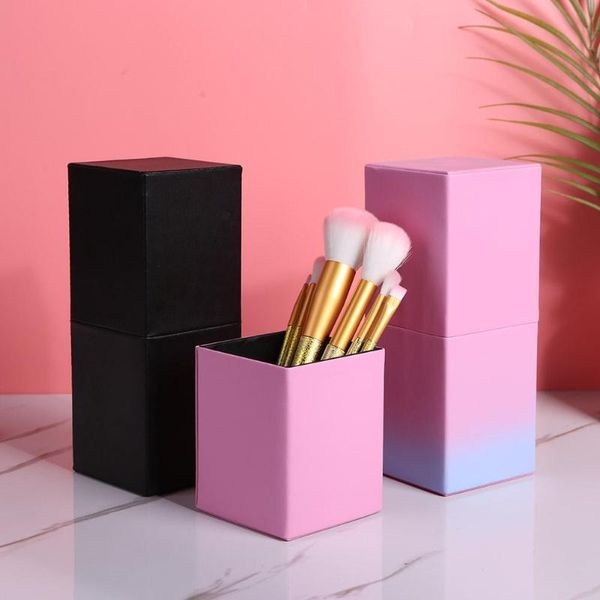

eyebrow tools & stencils pu leather makeup brush square holder portable high-capacity gradation system double clasp cosmetic pens storage or
