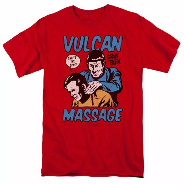 

Star Trek Massage T Shirt Licensed Sci-Fi TV Show Classic Adult Tee New Red, White;black