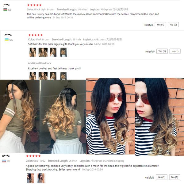 

long wavy wig ombre black brown blonde gray red synthetic hair heat resistant fiber for black women daily /cosplay/partyfactory direct