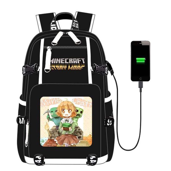 

backpack kawaii game my world printing school leisure travel bag usb charging lapschoolbag for teens men women