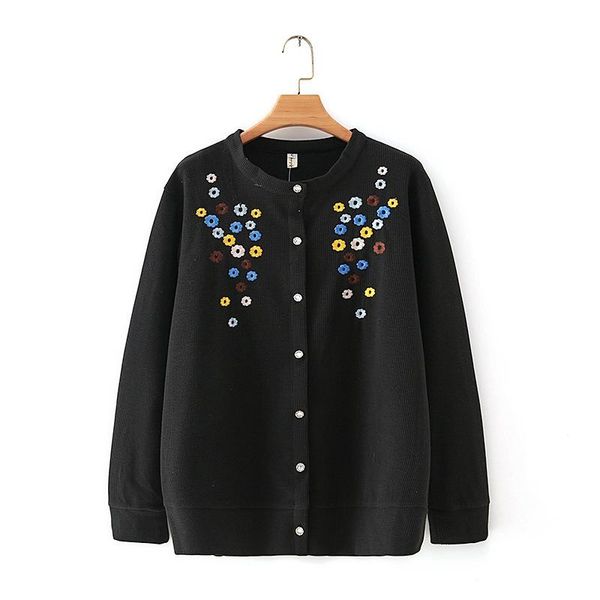 Kadın Ceketler Artı Boyutu XL-4XL Pembe Gri Siyah Hırka Kadınlar için Tığ Çiçek İşlemeli Vintage Giyim Mont