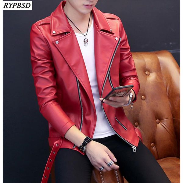 

men's jackets faux leather jacket men fashion casual zipper slim fit pu motorcycle solid color long sleeve biker, Black;brown