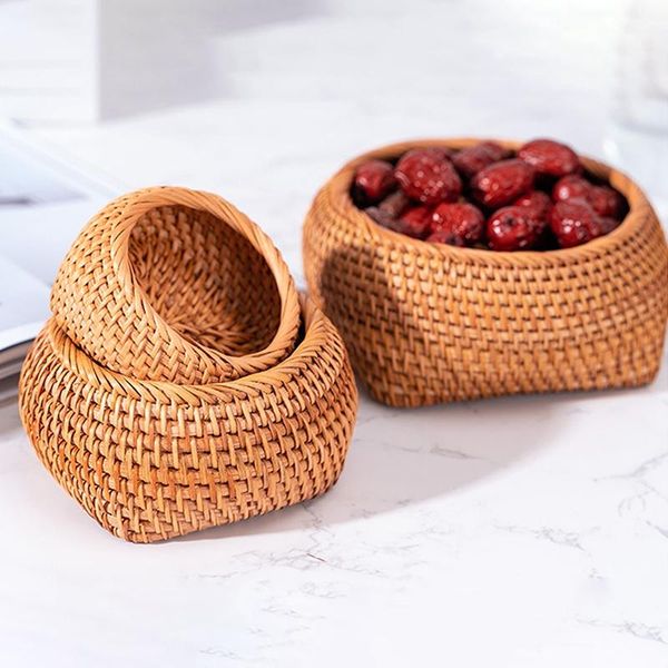 

storage baskets rattan basket fruit woven sundries organizer handmade food box