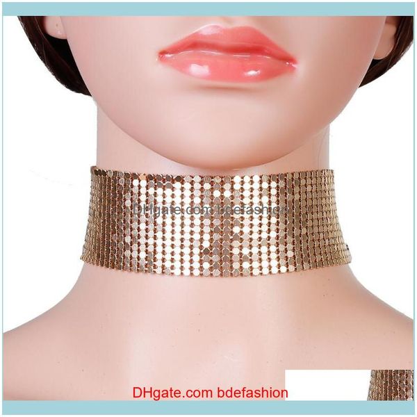 

necklaces & pendants jewelrydoreenbeads wide gold color choker women mesh necklace sequins maxi 1 piece chokers drop delivery 2021 oldmv, Golden;silver