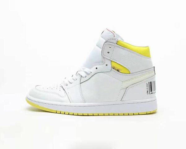 

shoes (with box) 1 first class flight basketball men women white dynamic yellow black sneaker