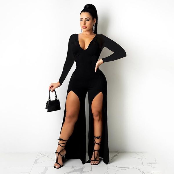 

women's swimwear women clothing black white autumn split long-sleeve bodysuit one piece club outfit lounge streetwear wholesale items, White;black