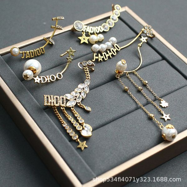 

2021 new designer letter tassel pearl earrings and earrings, Golden