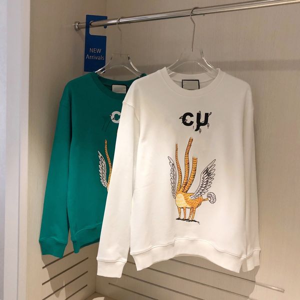 

tide co cartoon animal letter printed round neck sweater women's pullover casual couple loose large coat, Black