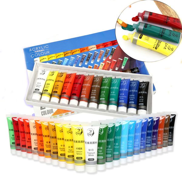

12/24 Colors 15ML Acrylic Paint Set Color Paint For Fabric Clothing Nail Glass Drawing Painting For Kids Waterproof Art Supplies, 15ml 12 colors