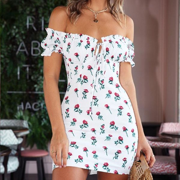 

casual dresses women summer dress flower print strapless slim vestidos, Black;gray