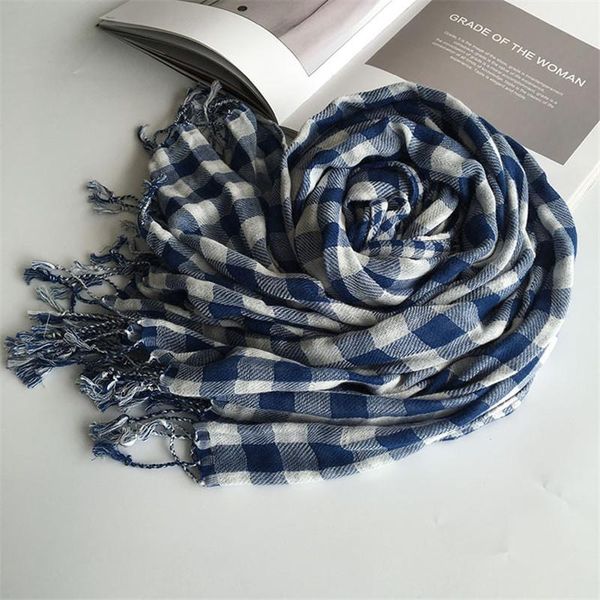 

scarves 2021 winter women plaid scarf shawls pashmina knit soft lady neck wraps lattice woman stole 65*790cm, Blue;gray