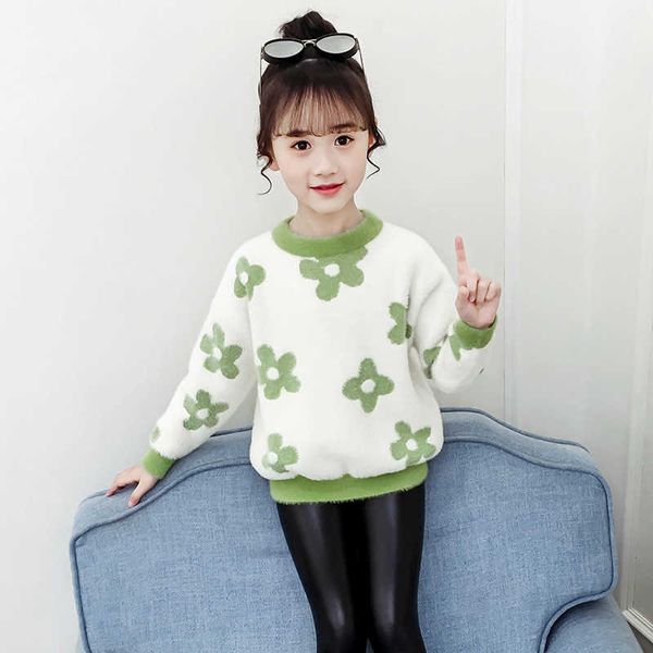 

girls sweater baby's coat outwear 2021 luxury design plus velvet thicken warm winter autumn knitting children's clothing y1024, Blue