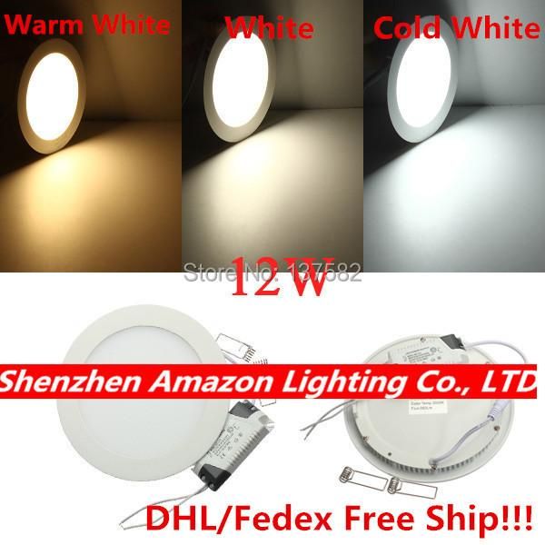 

downlights 12w led downlight ultra thin ceiling recessed panel light 85-265v ww(2700-3500k) nw(4000-4500k) cw (6000-6500k) dhl free