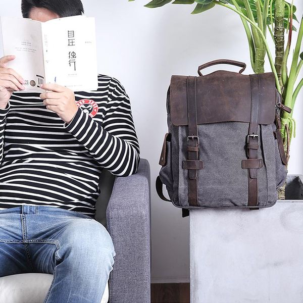

backpack casual backpacks for school lap14inch vintage canvas hiking daypacks