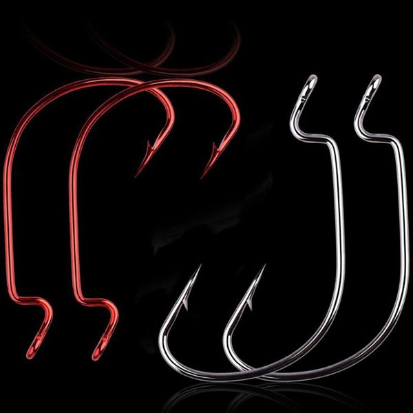 

fishing hooks 100pcs hook carbon steel wide crank offset fishhook for soft lure bass barbed carp tackle worm