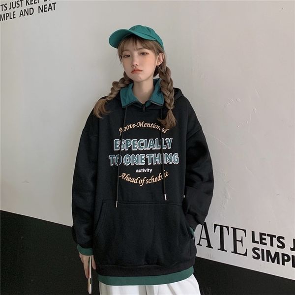 

black sweater plush 2021 new autumn american design feeling wide songyuansu lazy wind bf coat women's winter