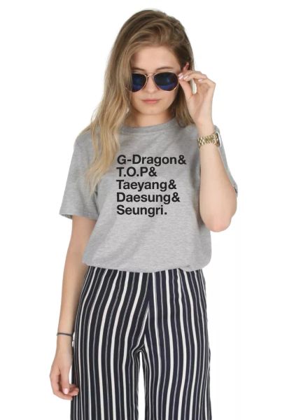 

big bang names t-shirt kpop fangirl kawaii g-dragon cute, White;black