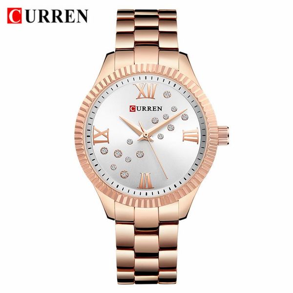 

wristwatches women watch curren fashion quartz watches womens stainless steel waterproof dress girl clock relogio feminino, Slivery;brown