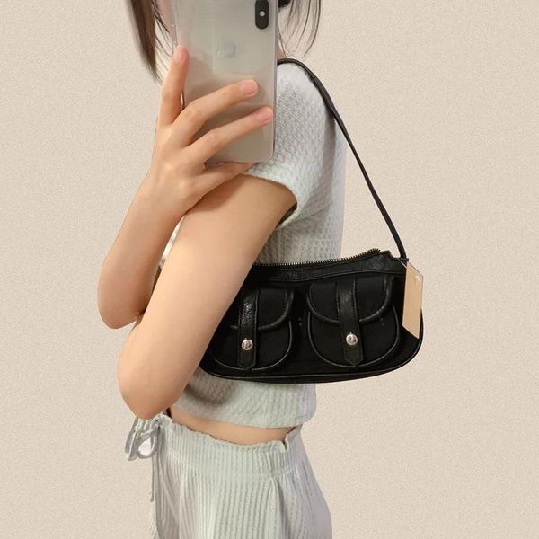 

evening bags women fashion 2 pockets all-match retro elegant baguette bag axillary shoulder office daily