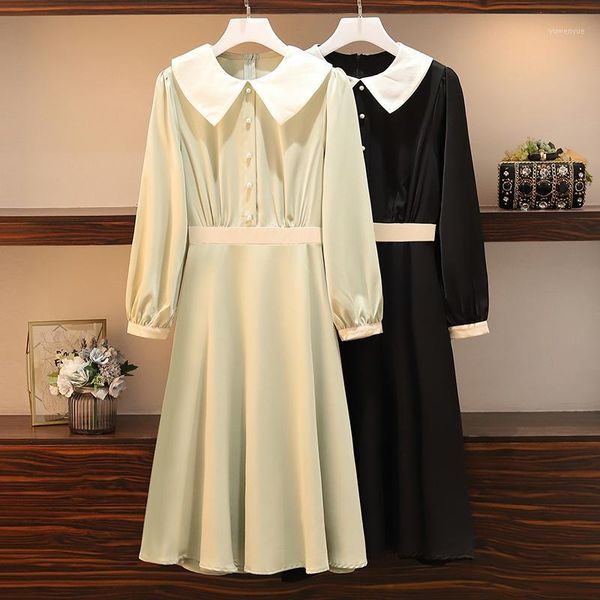 

casual dresses plus size party oversized woman winter elegant evening ladies dress 2021 spring autumn long sleeve black female a5576, Black;gray