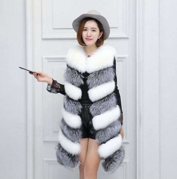 

women's vests womens slim mixed color immitation fur vest coats s/3xl female large size casual waistcoats fashion imitation k1112, Black;white