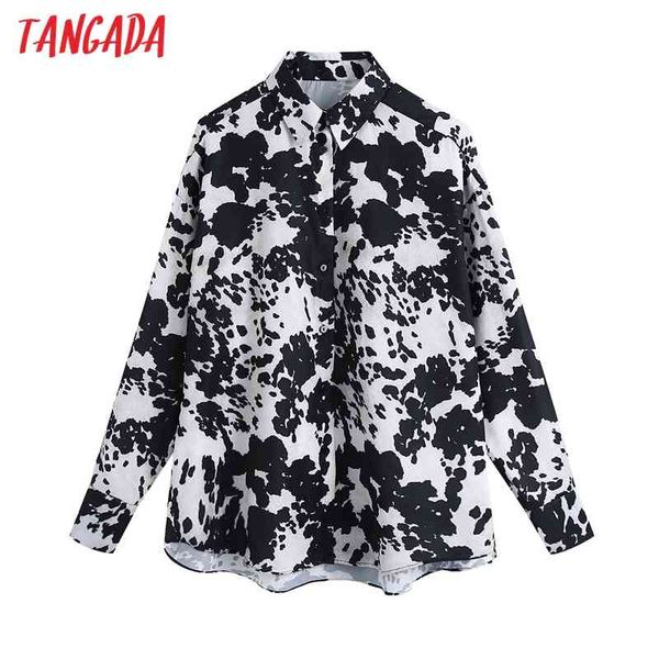 

women retro oversized animal print blouse long sleeve chic female casual loose shirt blusas femininas be444 210416, White