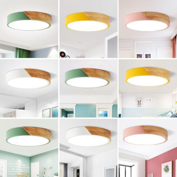 

ceiling lights nordic round led light wood macaron for bedroom dining room xh8z