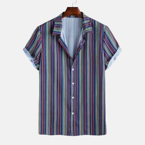 

men's casual shirts men clothing 2021 summer shirt short sleeve explosive lapel printed hawaiian camisas para hombre, White;black