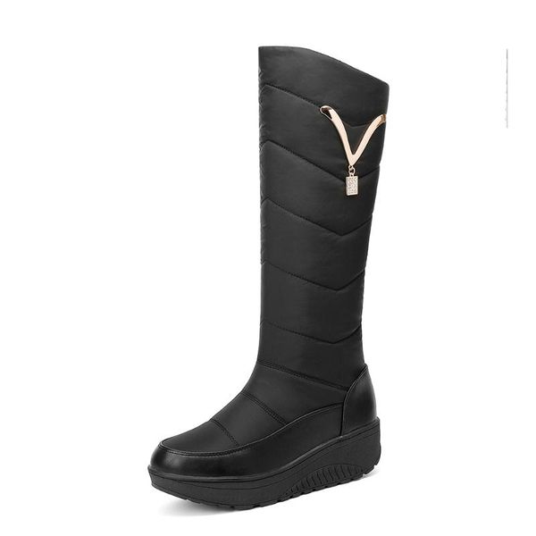 

boots autumn knee-high casual warm short plush handmade anti-skid platform shoes women red, Black